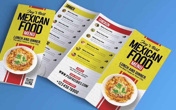 food brochure with menu