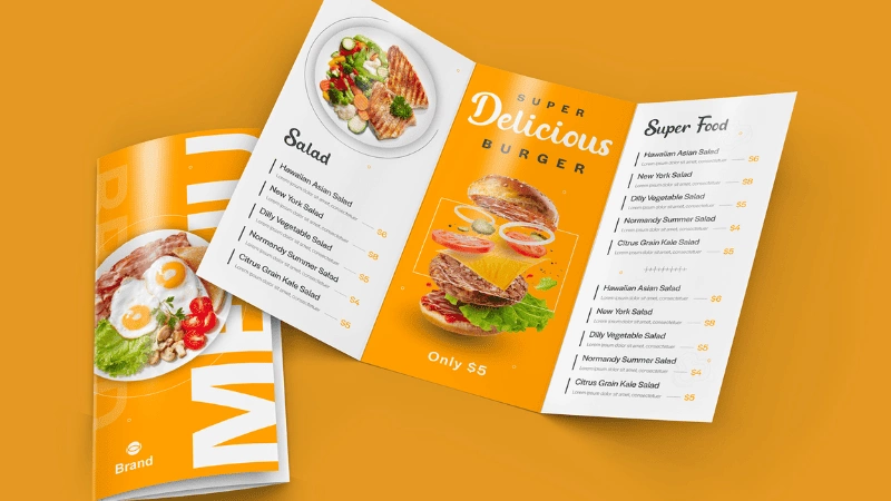 food  trifold brochure design 